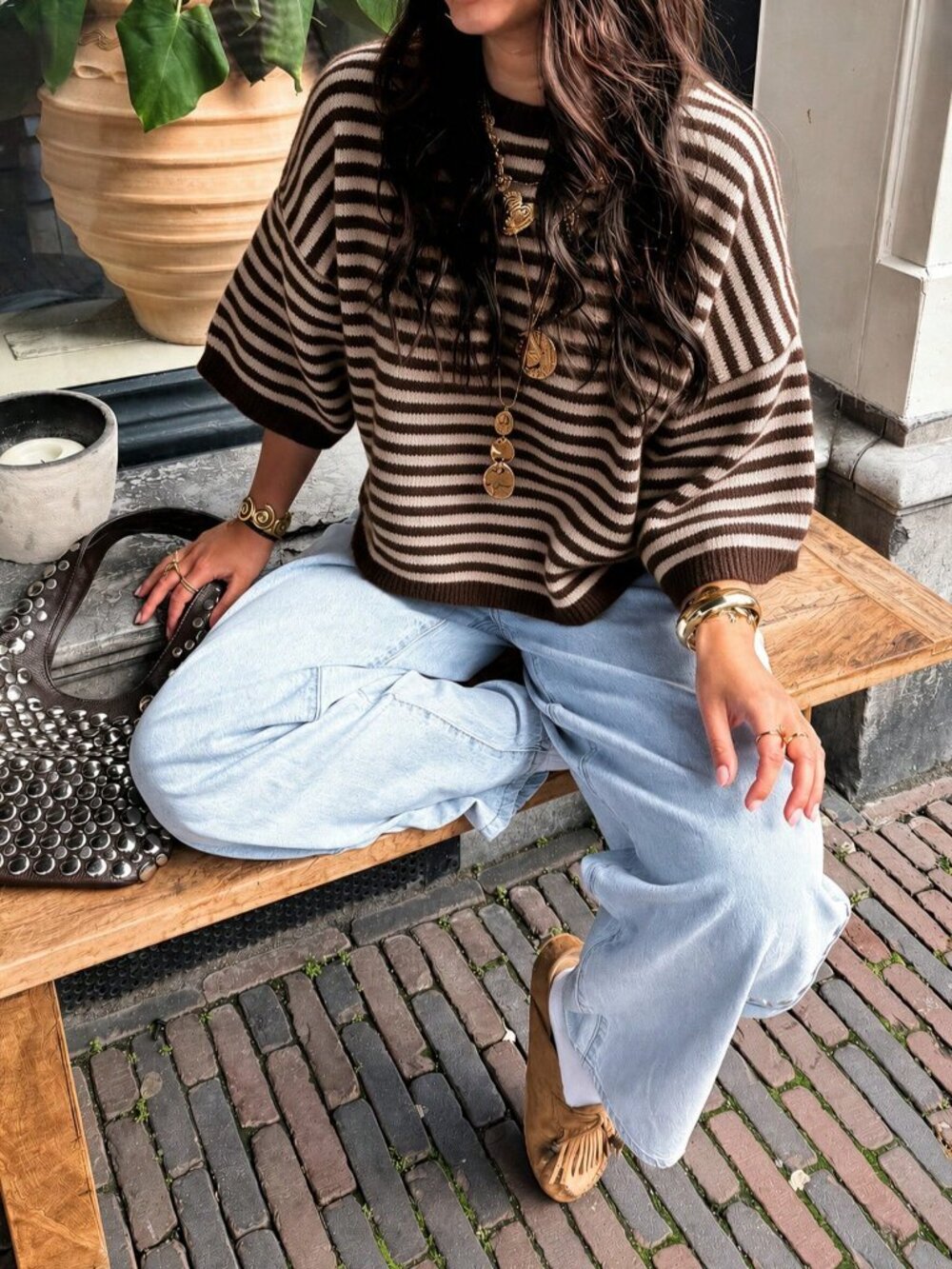 Coffee Brown Casual Women's Knit Top